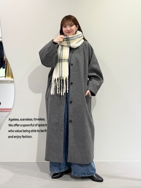 「アイテム（ステンカラーコート）」を使った、nanakaさん（レディース・155cm）の冬コーディネート