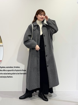 「アイテム（ステンカラーコート）」を使った、nanakaさん（レディース・155cm・20代）の冬コーディネート