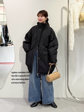 「KBF（ケイビーエフ）のアイテム（ダウンジャケット/コート）」を使った、nanakaさん（レディース・155cm）の冬コーディネート