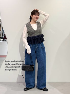 「KBF（ケイビーエフ）のアイテム（バッグ）」を使った、nanakaさん（レディース・155cm）の春コーディネート