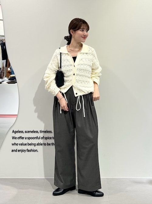 セール】透かし編みキーネックカーディガン（カーディガン/ボレロ