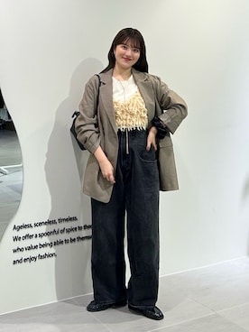 「KBF（ケイビーエフ）のバッグSETダブルジャケット（テーラードジャケット）」を使った、nanakaさん（レディース・155cm）の秋コーディネート