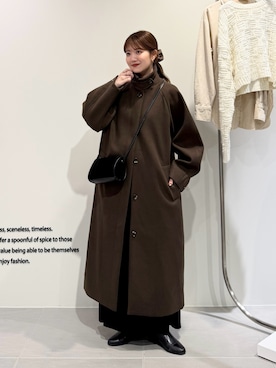 「アイテム（ステンカラーコート）」を使った、nanakaさん（レディース・155cm）の秋コーディネート