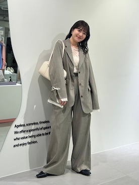 「アイテム（ボストンバッグ）」を使った、nanakaさん（レディース・155cm）の春コーディネート