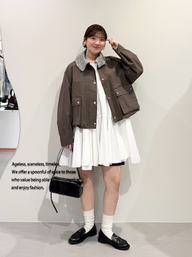 「KBF（ケイビーエフ）のアイテム（ジャケット/アウター）」を使った、nanakaさん（レディース・155cm）の春コーディネート