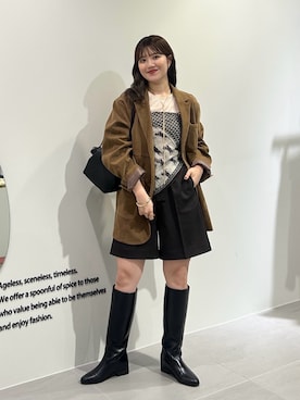 「KBF（ケイビーエフ）のシアーリブデザインカットソー（Tシャツ/カットソー）」を使った、nanakaさん（レディース・155cm・20代）の秋コーディネート