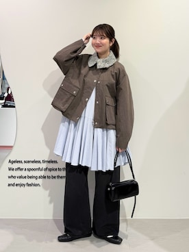 「KBF（ケイビーエフ）のアイテム（ジャケット/アウター）」を使った、nanakaさん（レディース・155cm）の春コーディネート