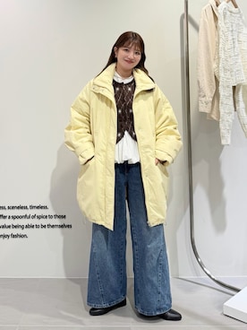 「KBF（ケイビーエフ）のアイテム（デニムパンツ）」を使った、nanakaさん（レディース・155cm）の冬コーディネート