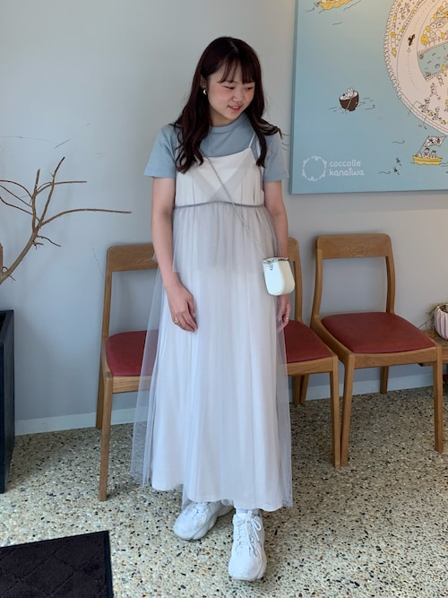 WILLFULLY（ウィルフリー）の「layered tulle peplum cami OP