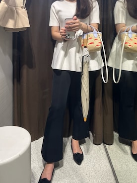 「アイテム（かごバッグ）」を使った、Rさん（レディース・166cm）の秋コーディネート