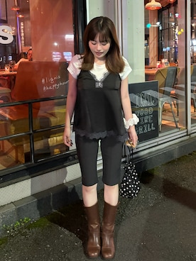 「SENEE（セニー）のアイテム」を使った、来実さん（レディース・156cm）の夏コーディネート