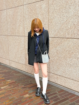 「アイテム（ノーカラージャケット）」を使った、来実さん（レディース・156cm）の冬コーディネート