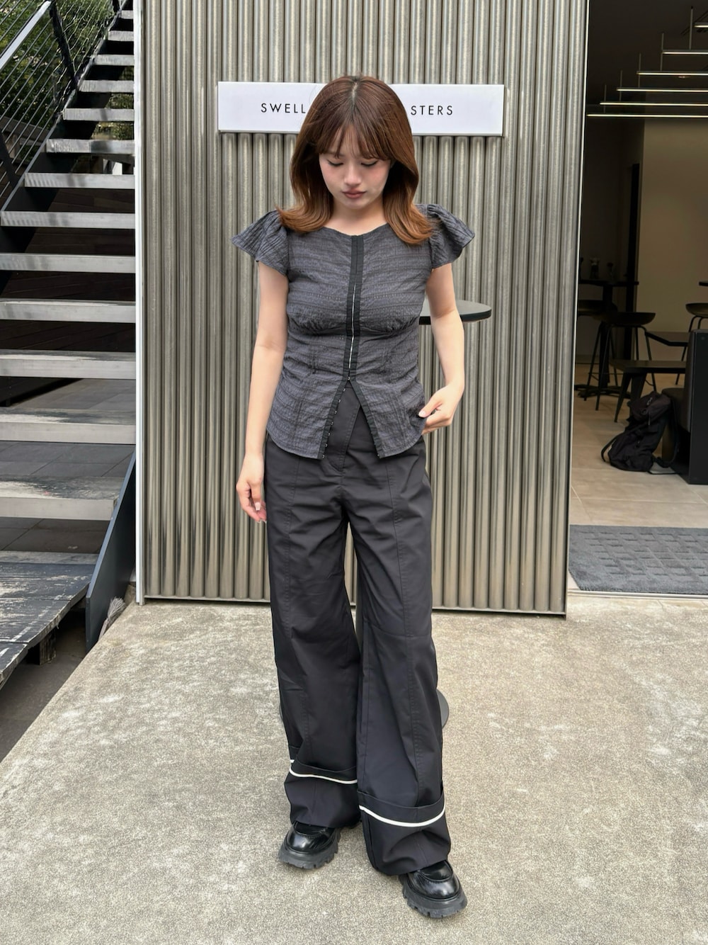 SENEE ウエストデザインワイドチノパンツ waist design wide chino