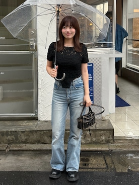「SENEE（セニー）のアイテム」を使った、来実さん（レディース・156cm）の夏コーディネート