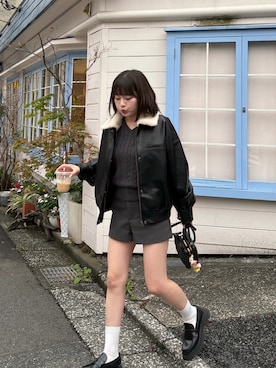 「Alexander McQueen（アレキサンダーマックイーン）のアイテム」を使った、来実さん（レディース・156cm）の冬コーディネート