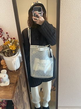 「beautiful people（ビューティフルピープル）のBeautiful People plaid vinyl logo tape shoulder bag - 1000611931（ショルダーバッグ）」を使った、ヨコさん（レディース・152cm）の冬コーディネート