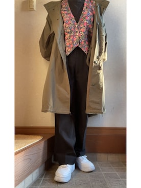 「AF1」｜「アイテム（モッズコート）」を使った、üさん（レディース・163cm）の冬コーディネート