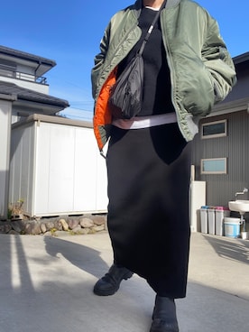 「HOLIDAY（ホリデイ）のHOLIDAY PACKABLE POCHETTE ホリデイパッカブルポシェット（ショルダーバッグ）」を使った、a22さん（レディース・154cm）の冬コーディネート