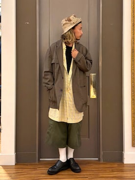 「Paraboot（パラブーツ）のアイテム」を使った、窪田 孝之さん（メンズ・170cm）の夏コーディネート
