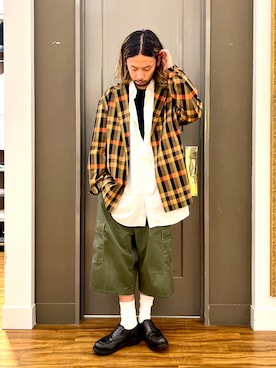 「Paraboot（パラブーツ）のアイテム」を使った、窪田 孝之さん（メンズ・170cm）の春コーディネート