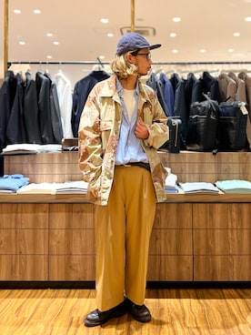 「NANO universe（ナノユニバース）のAnti Soaked(R)  汗染み防止 クルーネック ビッグシルエットTシャツ（Tシャツ/カットソー、ホワイト系）」を使った、窪田 孝之さん（メンズ・170cm）の春コーディネート