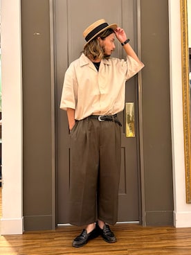 「NANO universe（ナノユニバース）のアイテム（シャツ/ブラウス）」を使った、窪田 孝之さん（メンズ・170cm）の春コーディネート