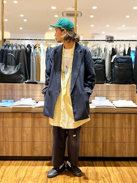 「アイテム（テーラードジャケット、ブルー系）」を使った、窪田 孝之さん（メンズ・170cm）の冬コーディネート