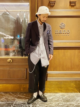 「ナノユニバース」｜窪田 孝之さん（メンズ・170cm・30代）の春コーディネート