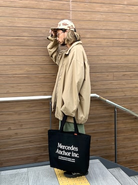 「NANO universe（ナノユニバース）のLB.02/バックサテンミリタリースノーカモパンツ（カーゴパンツ、グリーン系）」を使った、窪田 孝之さん（メンズ・170cm）の春コーディネート