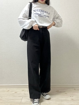 「韓国好きな人と繋がりたい」｜「アイテム（スウェット）」を使った、ERIさん（レディース・151cm）の秋コーディネート