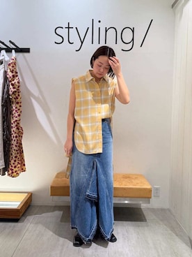 「アイテム（デニムスカート）」を使った、styling/さん（レディース・167cm）の夏コーディネート