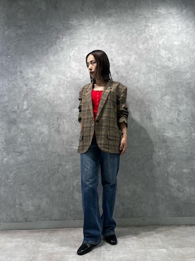 「アイテム（タンクトップ、レッド系）」を使った、styling/さん（レディース・154cm）の秋コーディネート