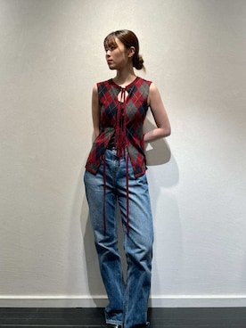 「styling/（スタイリング）の【セットアップ対応】セミフレアデニムパンツ（デニムパンツ）」を使った、styling/さん（レディース・161cm）の夏コーディネート