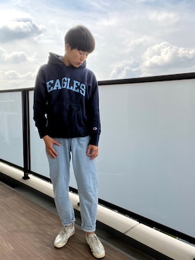 「Champion（チャンピオン）のアイテム」を使った、おなさん（レディース・158cm・40代）の秋コーディネート