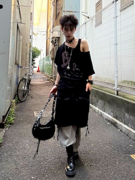 「アイテム（カーゴパンツ）」を使った、T@keさん（メンズ・168cm・10代）の夏コーディネート