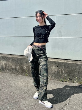 「アイテム（帽子）」を使った、結萌 さん（レディース・165cm）の春コーディネート