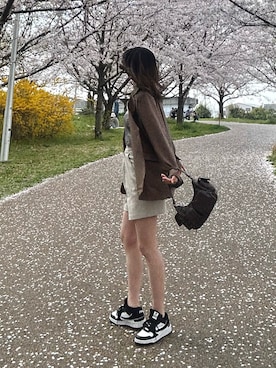 「FILA（フィラ）のアイテム」を使った、結萌 さん（レディース・165cm）の春コーディネート