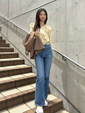 「moment+（モーメントプラス）のアイテム」を使った、結萌 さん（レディース・165cm）の春コーディネート