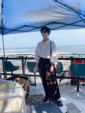 「HARE（ハレ）のアイテム（シャツ/ブラウス、ホワイト系）」を使った、kokoさん（レディース・163cm）の夏コーディネート