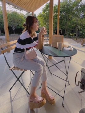 「JILL STUART（ジルスチュアート）のアイテム（サンダル、ホワイト系）」を使った、kokoさん（レディース・163cm）の夏コーディネート