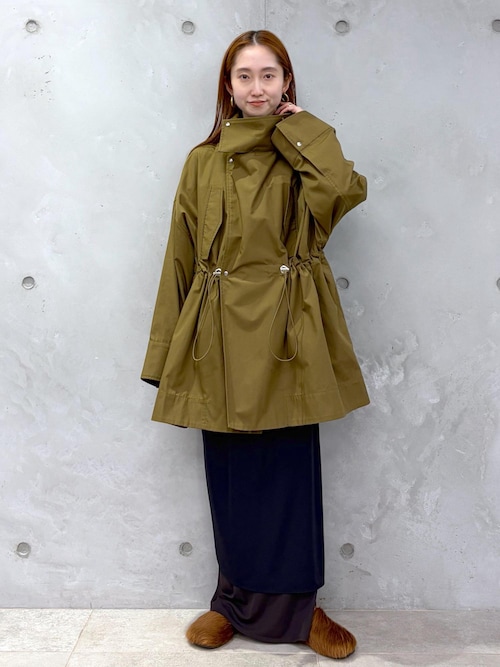 【試着のみ・美品】ADAM ET ROPE カラーハーフモッズコート カーキ WEB限定】・【サステナブル】スタンドカラーハーフモッズコート