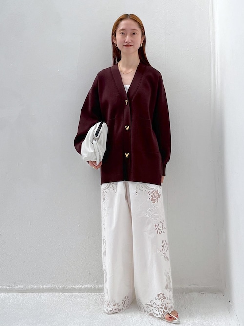 ざざ様　アダムエロペ ADAM ET ROPE ハートボタン カーディガン サステナブル】ハートボタンミドルカーディガン（カーディガン