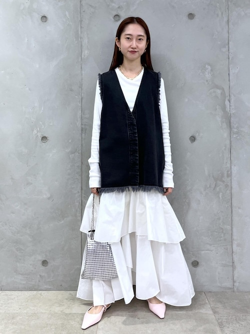 セール】【サステナブル】アシンメトリーティアードスカート