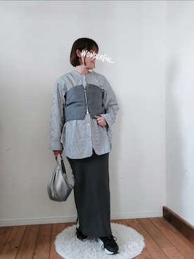 「GEVS.（ジェイヴィス）のアイテム（スカート）」を使った、accosさん（レディース・153cm）の春コーディネート
