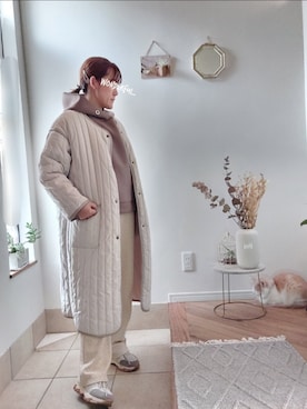 「パーカー」｜「アイテム（ノーカラーコート）」を使った、accosさん（レディース・153cm）の秋コーディネート