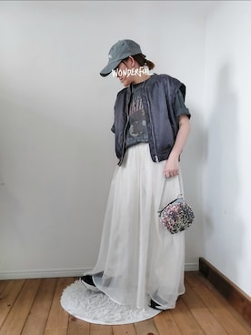 「ロックT」｜「アイテム（その他）」を使った、accosさん（レディース・152cm）の春コーディネート