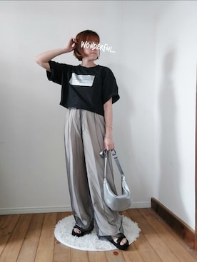 「classicalelf（クラシカルエルフ）のアイテム（スラックス）」を使った、accosさん（レディース・152cm）の夏コーディネート