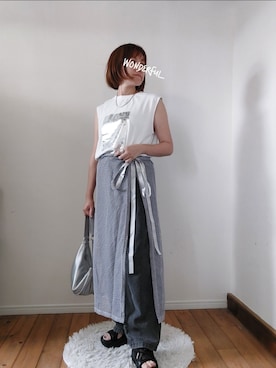 「ラップスカート」｜「アイテム（その他）」を使った、accosさん（レディース・152cm）の夏コーディネート