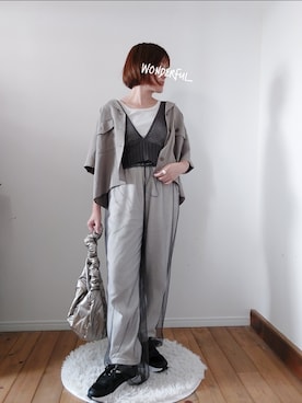 「シャツジャケット」｜「アイテム（その他）」を使った、accosさん（レディース・152cm）の夏コーディネート