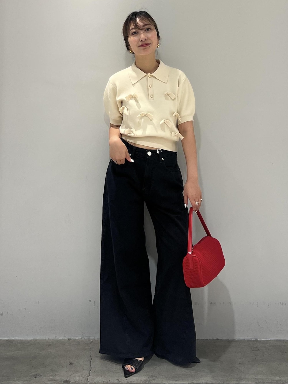 ADAM ET ROPE FEMME リボンポロニット 半袖 ., リールに投稿したリボン